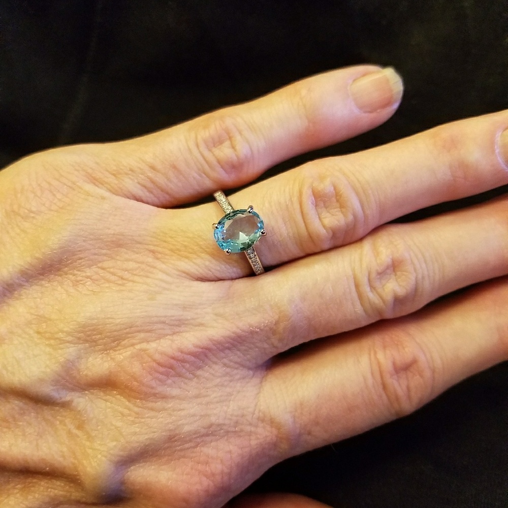 White topaz and aquamarine ring - Picture 2 of 4